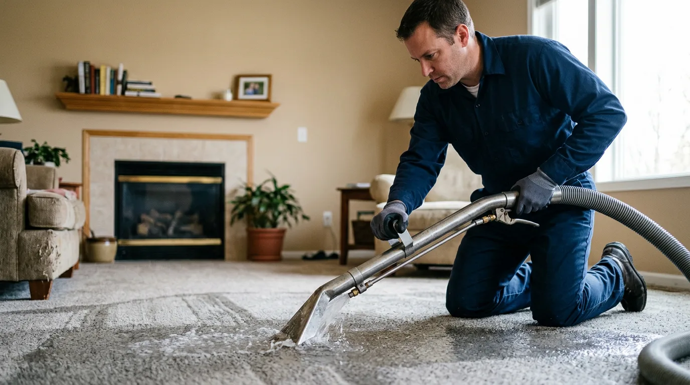 Water damage restoration technician working near Gaastra, MI
